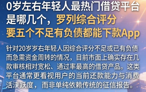 0岁左右年轻人最热门的借贷平台是哪几个，罗列五个综合评分不足有负债都能下款app