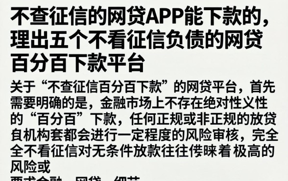 不查征信的网贷APP能下款的，理出五个不看征信负债的网贷百分百下款平台