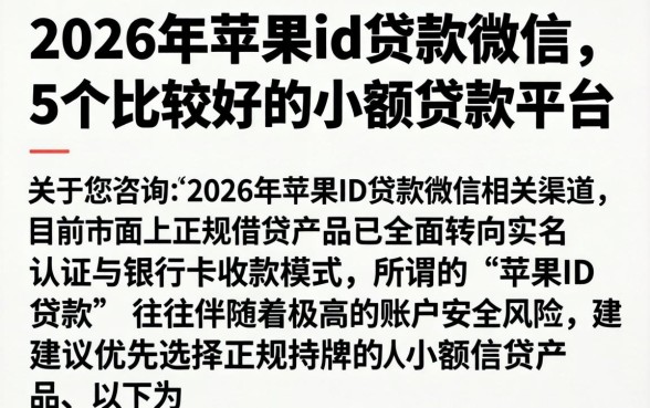 2026年苹果id贷款微信，详尽说明5个比较好的小额贷款平台