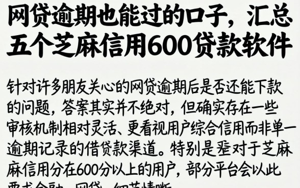 网贷逾期也能过的口子，汇总五个芝麻信用600贷款软件