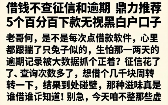 借钱不查征信和逾期，鼎力推荐5个百分百下款无视黑白户口子