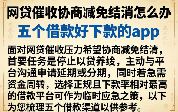 网贷催收协商减免结清怎么办,概括五个借款好下款的app