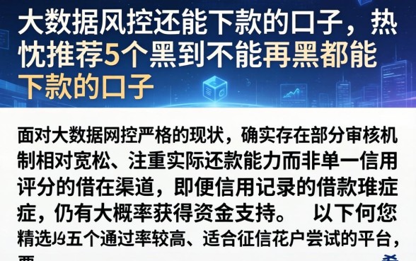 大数据风控还能下款的口子，热忱推荐5个黑到不能再黑都能下款的口子