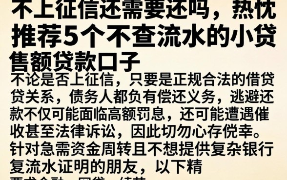 不上征信还需要还吗，热忱推荐5个不查流水的小额度贷款口子