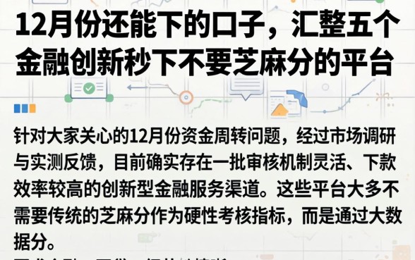 12月份还能下的口子,汇整五个金融创新秒下不要芝麻分的平台