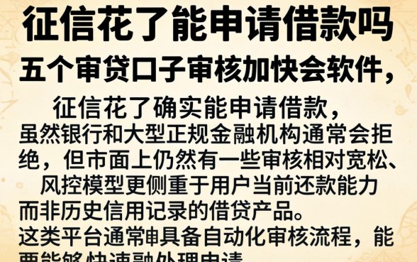 征信花了能申请借款吗，细致阐述五个审贷口子审核加快的软件
