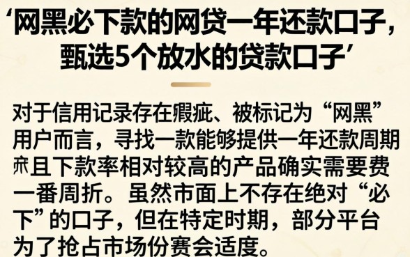 网黑必下款的网贷一年还款口子，甄选5个放水的贷款口子