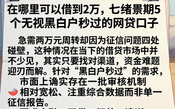 在哪里可以借到2万，详尽说明5个无视黑白户秒过的网贷口子