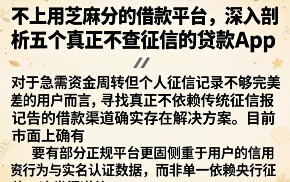 不上用芝麻分的借款平台，深入剖析五个真正不查征信的贷款app