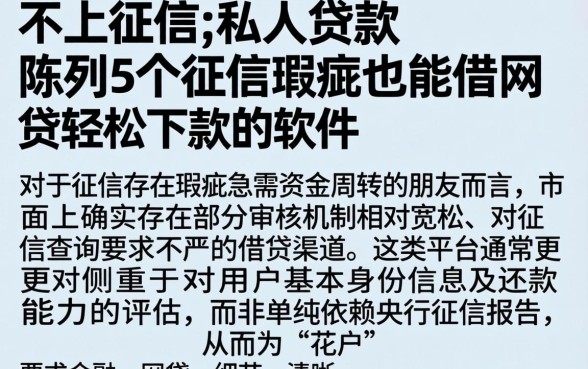 不上征信的私人贷款,陈列5个征信瑕疵也能借网贷轻松下款的软件