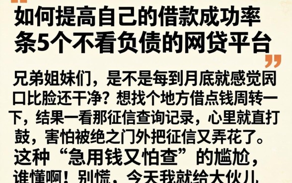 如何提高自己的借款成功率，条列5个不看负债的网贷平台