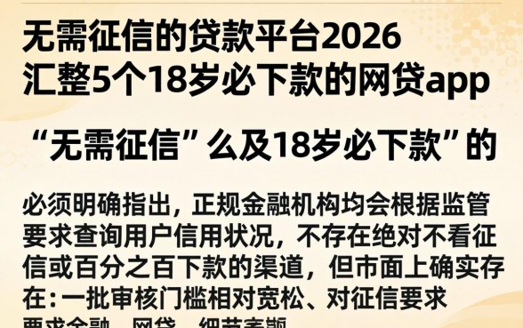 无需征信的贷款平台2026,汇整5个18岁必下款的网贷app