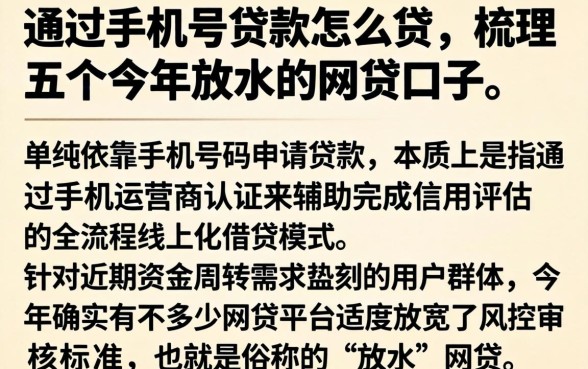 通过手机号贷款怎么贷，梳理五个今年放水的网贷口子