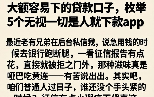 大额容易下的贷款口子，枚举5个无视一切是人就下款app