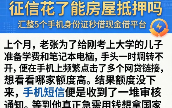 征信花了能房屋抵押吗，汇整5个手机身份证秒借现金的平台