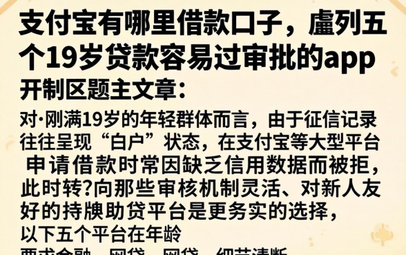 支付宝有哪里借款口子，胪列五个19岁贷款容易过审批的app