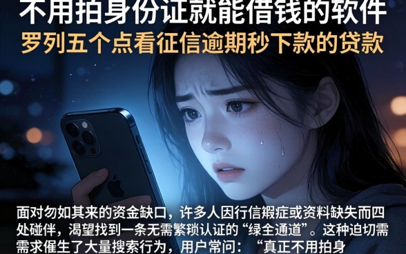 不用拍身份证就能借钱的软件，罗列五个不看征信逾期秒下款的贷款