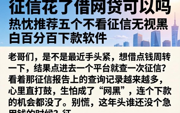征信花了借网贷可以吗，热忱推荐五个不看征信无视黑白百分百下款软件