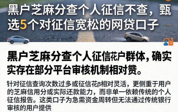 黑户芝麻分查个人征信不查,甄选5个对征信宽松的网贷口子
