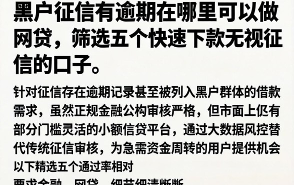 黑户征信有逾期在哪里可以做网贷,筛选五个快速下款无视征信的口子