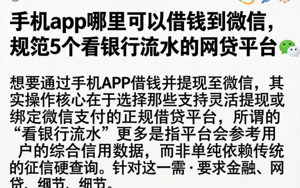 手机app哪里可以借钱到微信,规整5个看银行流水的网贷平台