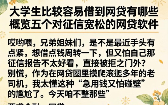 大学生比较容易借到的网贷有哪些,概览五个对征信宽松的网贷软件