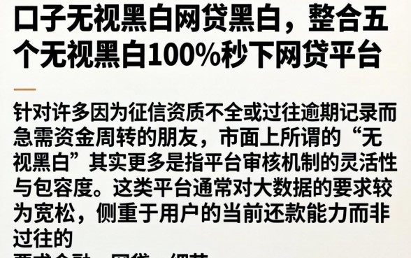 口子无视黑白网贷黑白,整合五个无视黑白100%秒下网贷平台