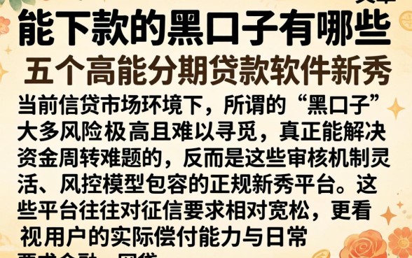 能下款的黑口子有哪些，概括五个高能分期贷款软件新秀