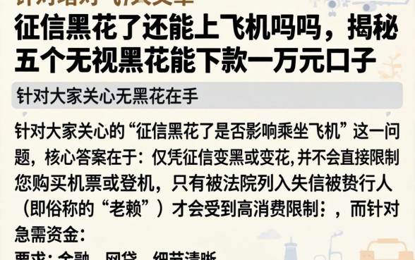 征信黑花了还能上飞机吗吗,揭秘五个无视黑花能下款一万元口子