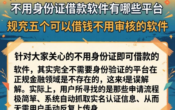 不用身份证借款软件有哪些平台，规整五个可以借钱不用审核的软件