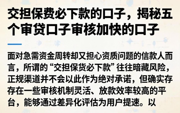 交担保费必下款的口子，揭秘五个审贷口子审核加快的口子