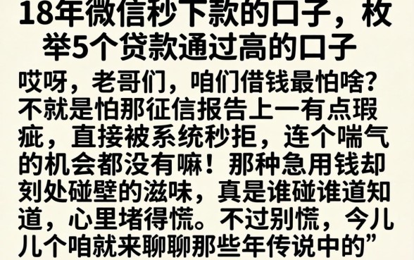 18年微信秒下款的口子，枚举5个贷款通过高的口子