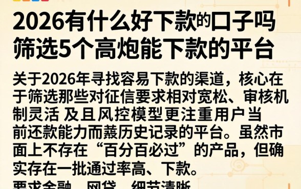 2026有什么好下款的口子吗，筛选5个高炮能下款的平台