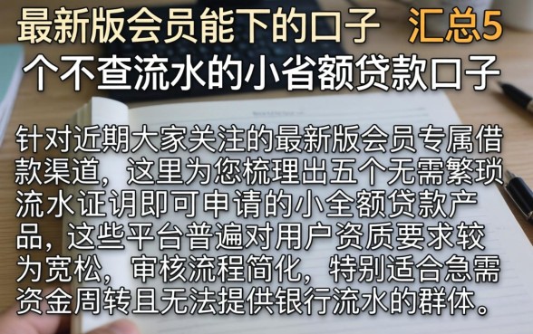 最新版会员能下的口子，汇总5个不查流水的小额度贷款口子