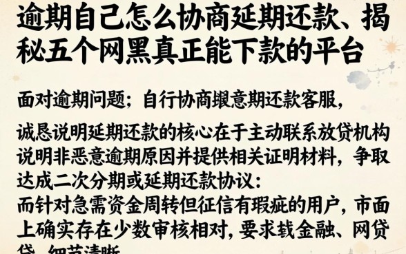 逾期自己怎么协商延期还款，揭秘五个网黑真正能下款的平台