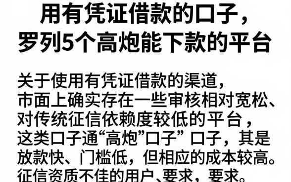 用有凭证借款的口子,罗列5个高炮能下款的平台