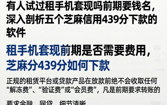 有人试过租手机套现吗前期要钱吗，深入剖析五个芝麻信用439分下款的软件