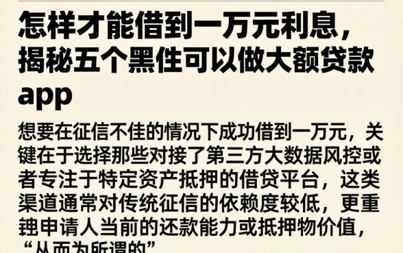 怎样才能借到一万元利息,揭秘五个黑户可以做大额贷款app