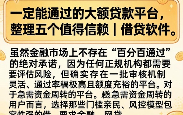 一定能通过的大额贷款平台，整理五个值得信赖的借贷软件