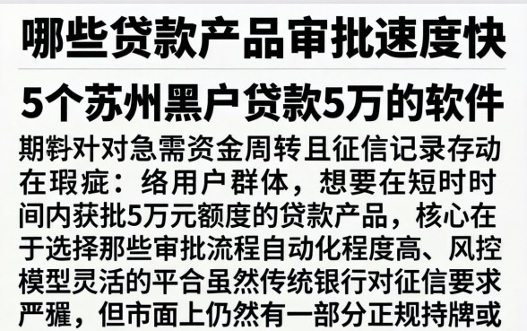 哪些贷款产品审批速度快,详细阐述5个苏州黑户贷款5万的软件