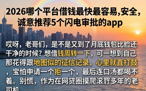 2026哪个平台借钱最快最容易,安全，诚意推荐5个闪电审批的app