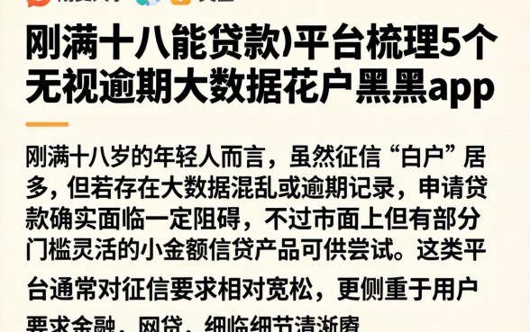 刚满十八能贷款的平台，梳理5个无视逾期大数据花户黑户app