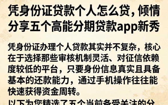 凭身份证贷款个人怎么贷,倾情分享五个高能分期贷款app新秀