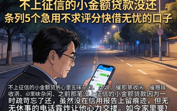 不上征信的小额贷款没还，条列5个急用不求评分快借无忧的口子