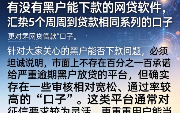 有没有黑户能下款的网贷软件，汇整5个周周到贷款相同系列的口子