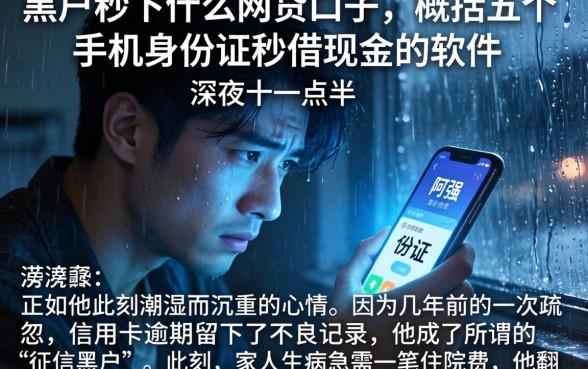 黑户秒下什么网贷口子，概括五个手机身份证秒借现金的软件