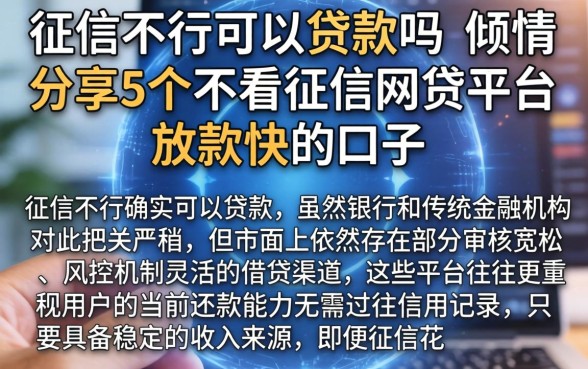 征信不行可以贷款吗，倾情分享5个不看征信网贷平台放款快的口子