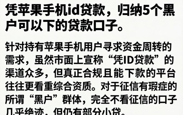 凭苹果手机id贷款，归纳5个黑户可以下的贷款口子