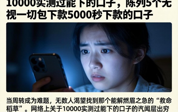 10000实测过能下的口子，陈列5个无视一切包下款5000秒下款的口子