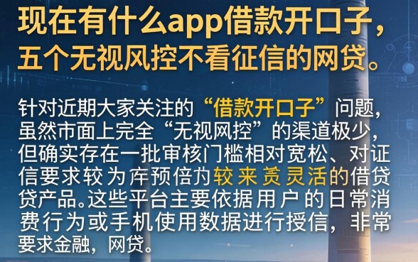 现在有什么app借款开口子，详细阐述五个无视风控不看征信的网贷